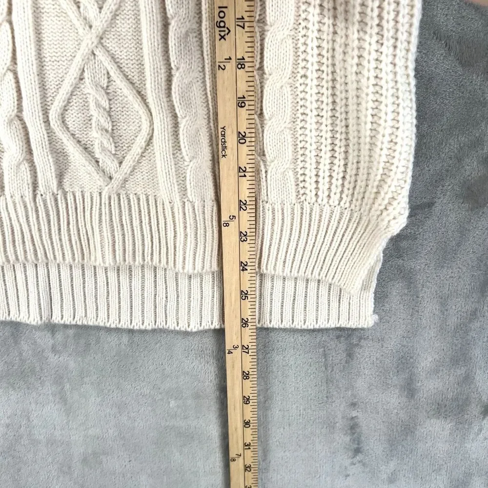 Dizzy Lizzy Women’s Cream Cable Knit Sweater Vest Size Medium Oversized Preppy
